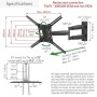 Suport TV plat/curbat de perete cu 2 brate Barkan BM443LP, 13"- 83", Max 50kg, VESA 600x400, negru BARKAN - 2